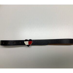 Tommy Hilfiger Girls Black Belt Heart Buckle